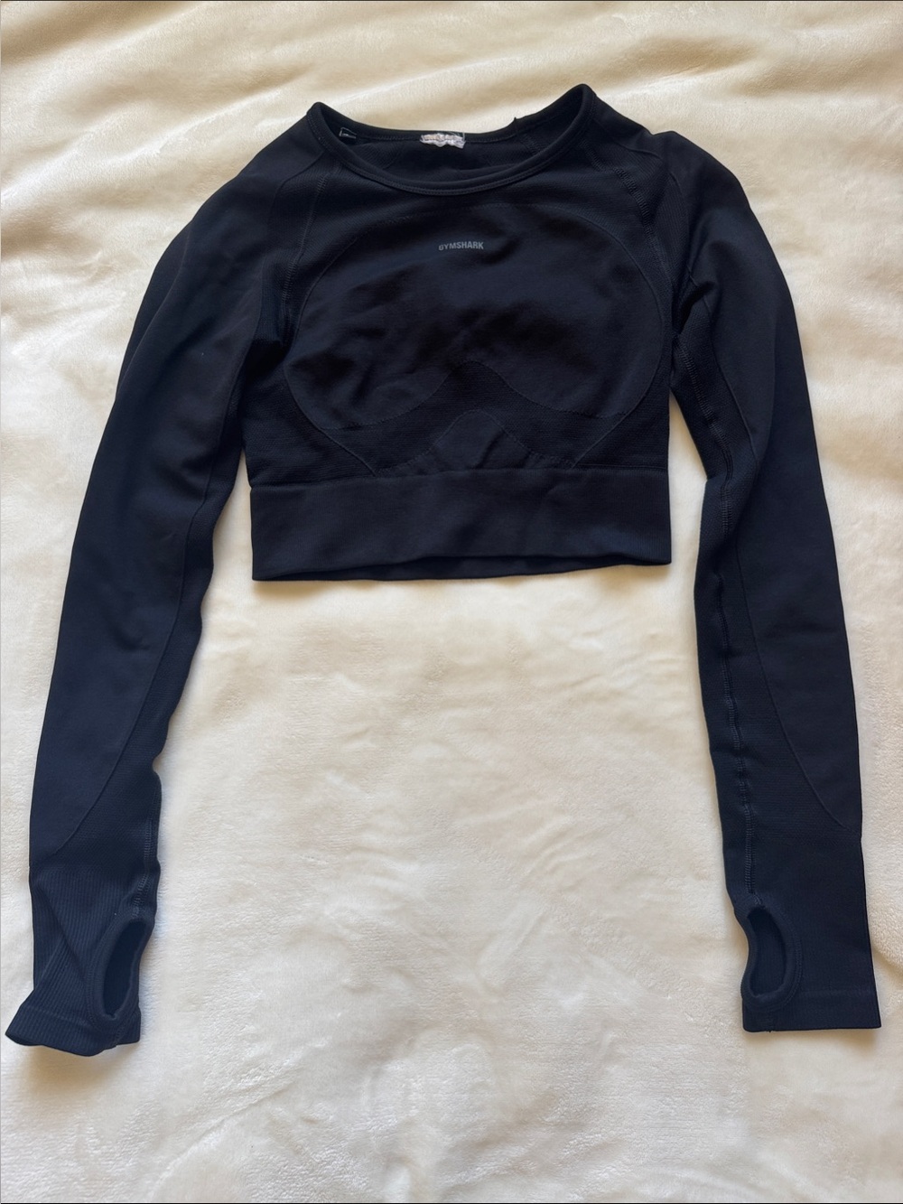 Gymshark Black Seamless Cropped Long Sleeve Top